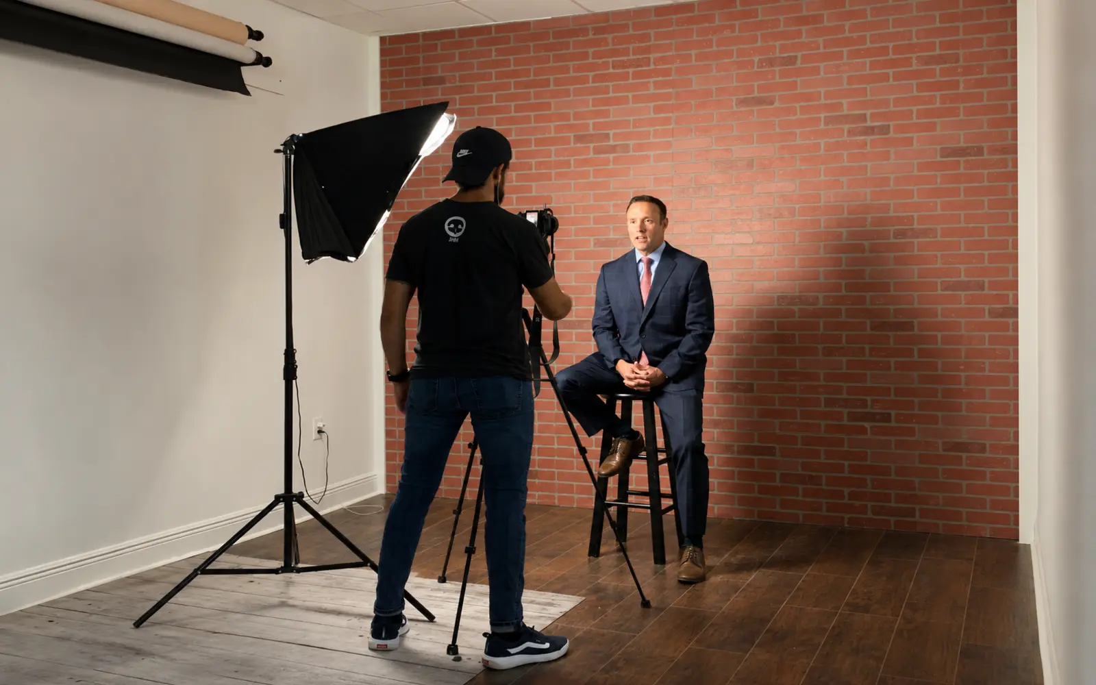 Juno Marketing filming an executive interview during an on-site content session
