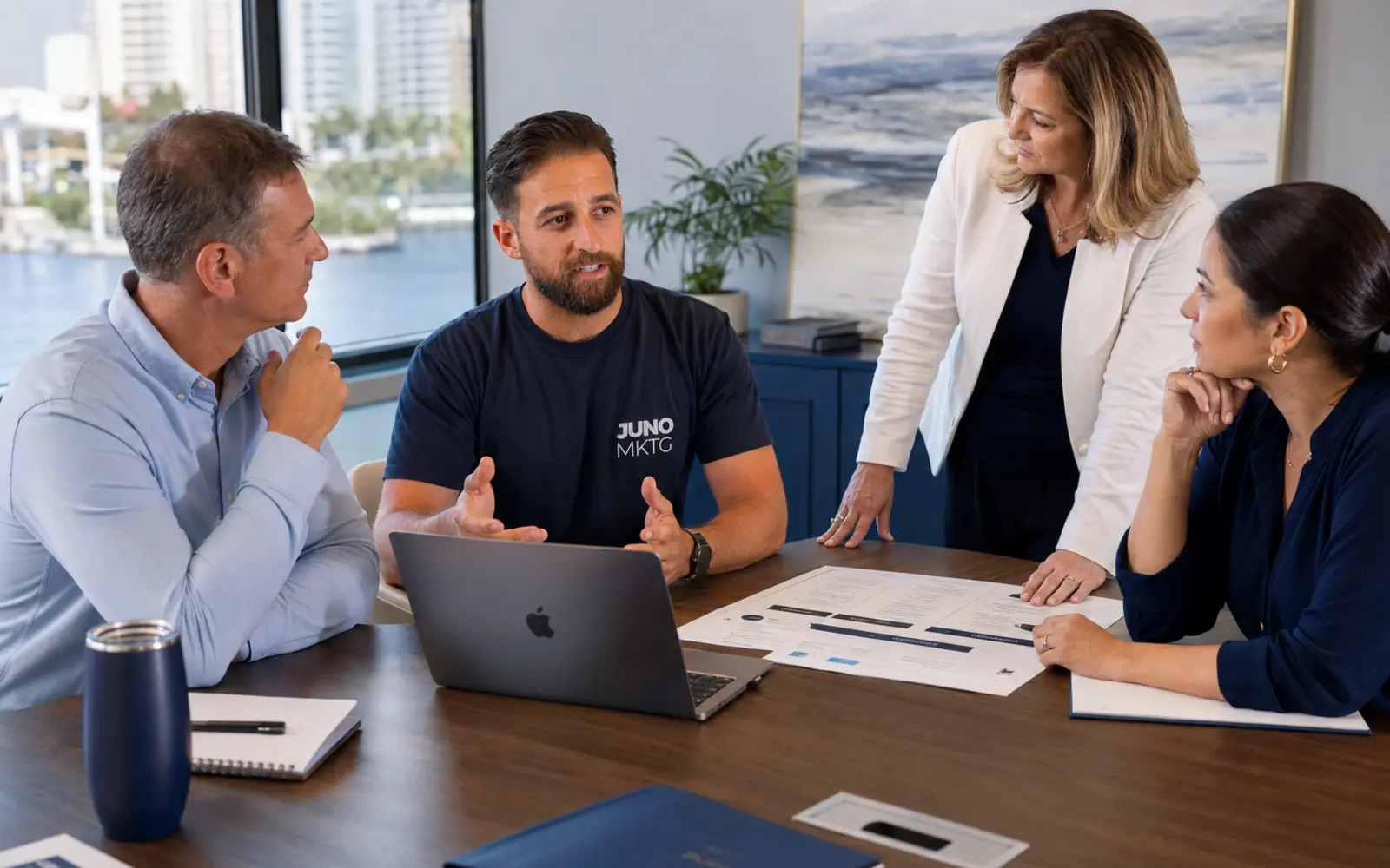 Business leaders reviewing growth strategy for multiple locations
